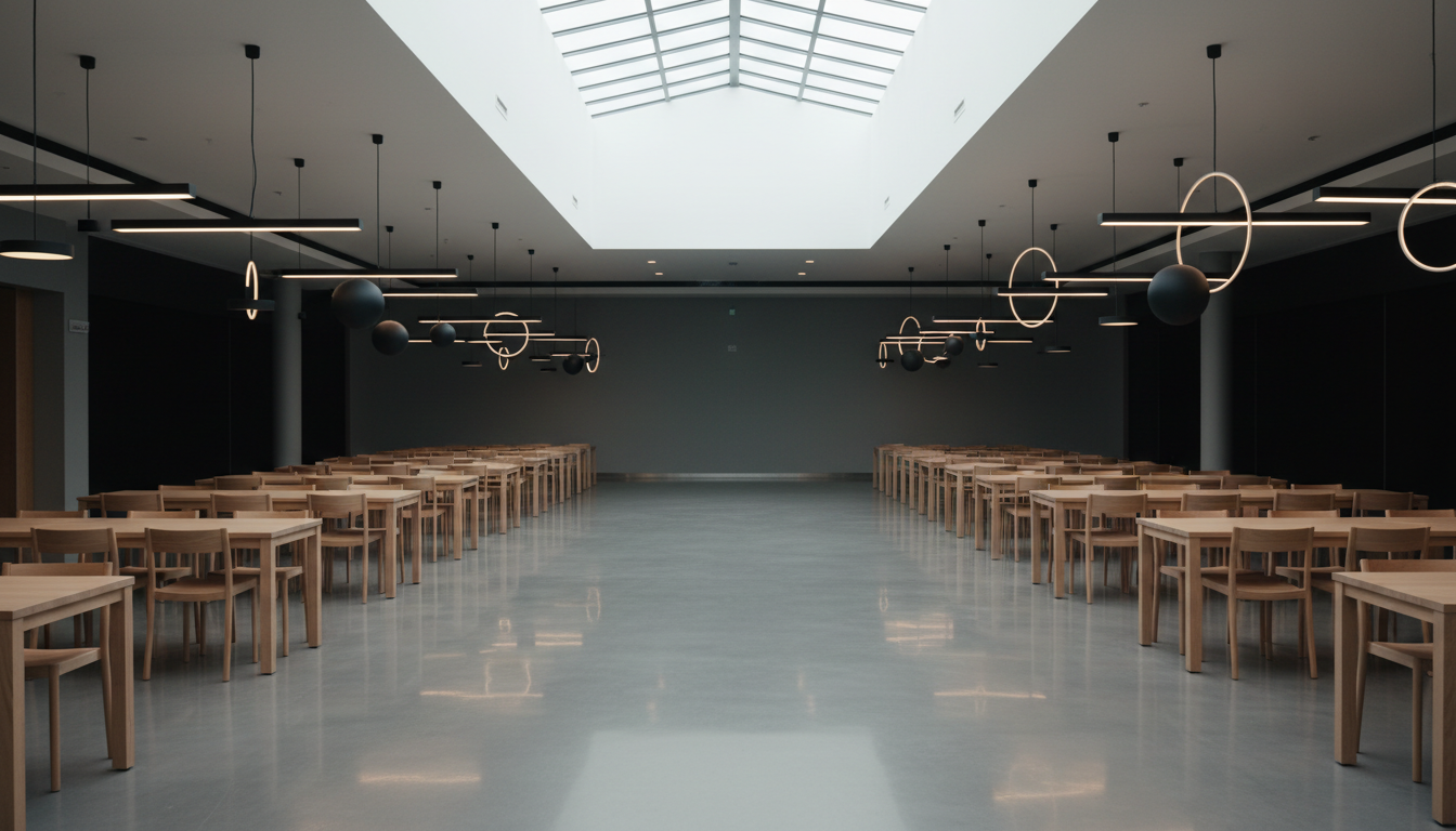 AVM food court alanında dekoratif sarkıt ve pendant lighting