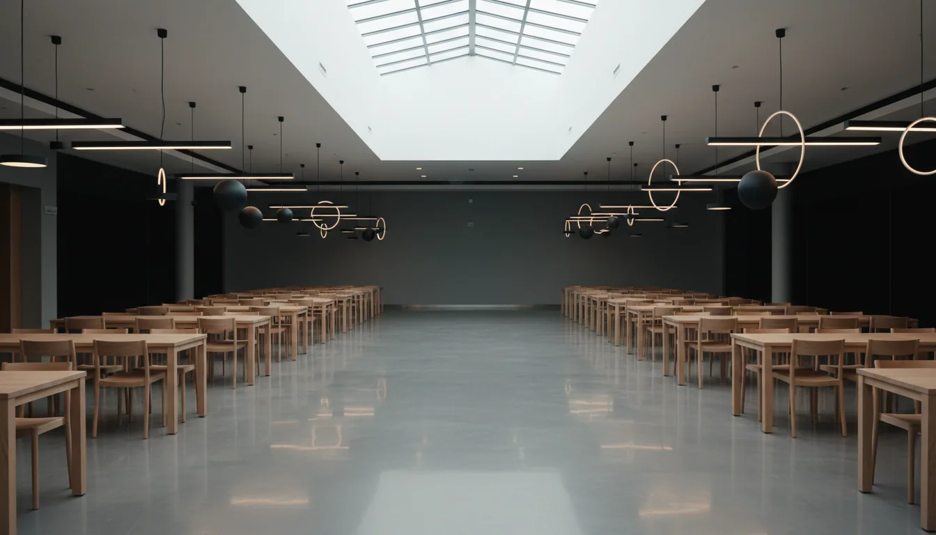 AVM food court alanında dekoratif sarkıt ve pendant lighting