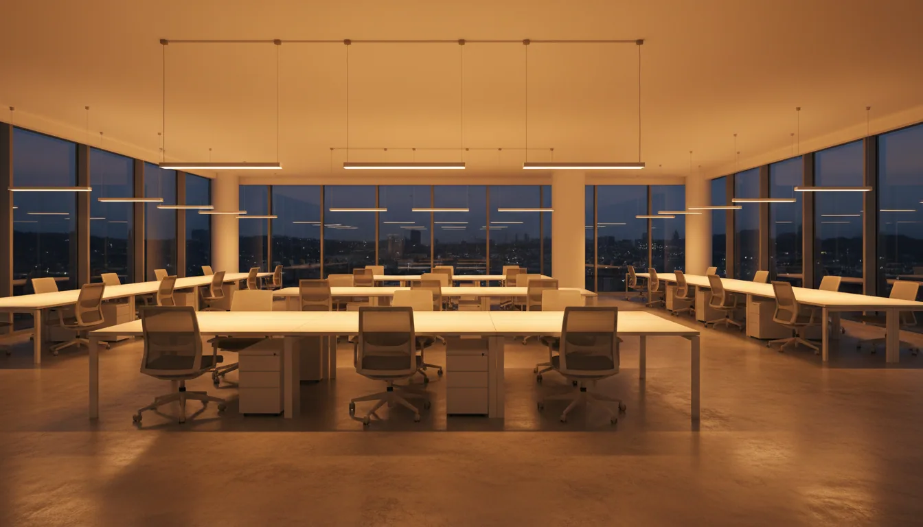 DALI senaryolarıyla saatlik dim atmosfer değişimi modern ofis