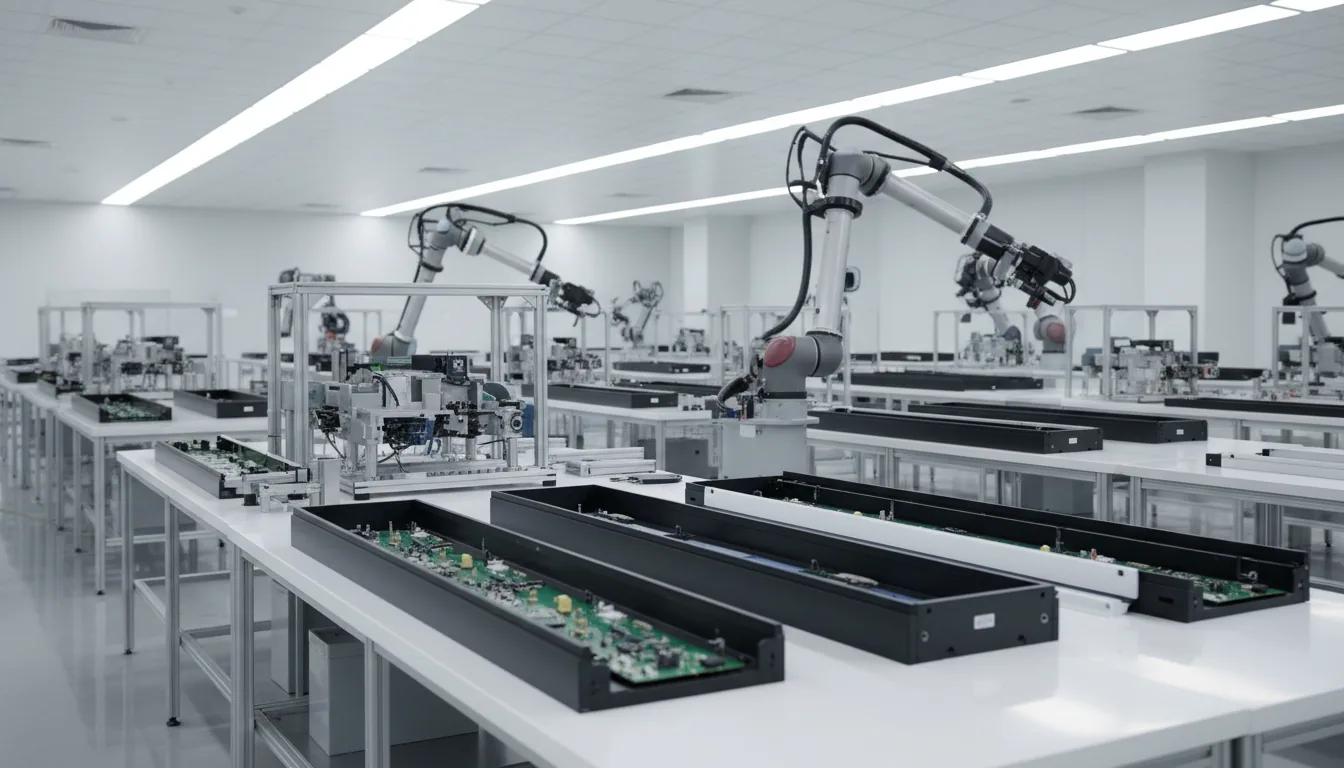 Modern LED aydınlatma armatür üretim hattı kalite kontrol süreci
