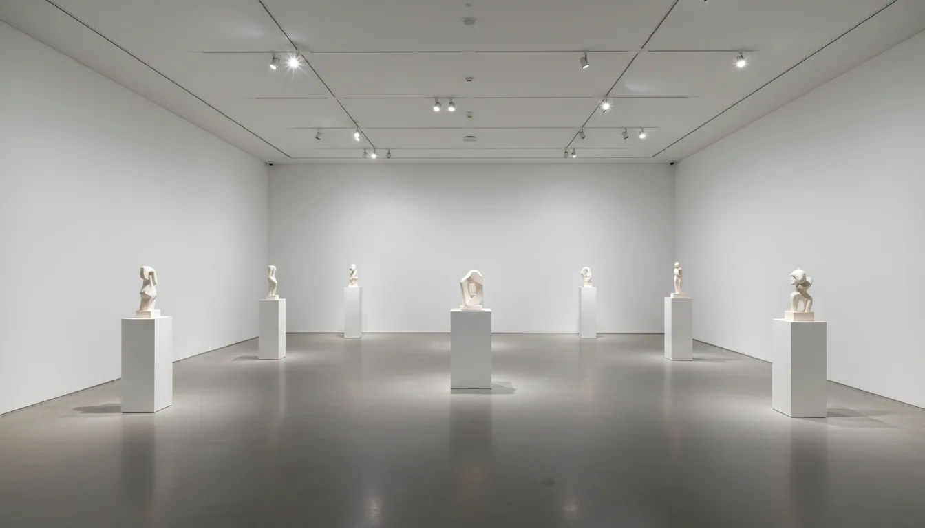 Modern müze veya galeride özel ray spot aydınlatma uygulaması