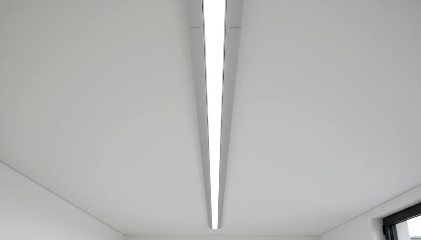 Tavanda kesintisiz devam eden lineer trunking sisteminin yakın çekimi