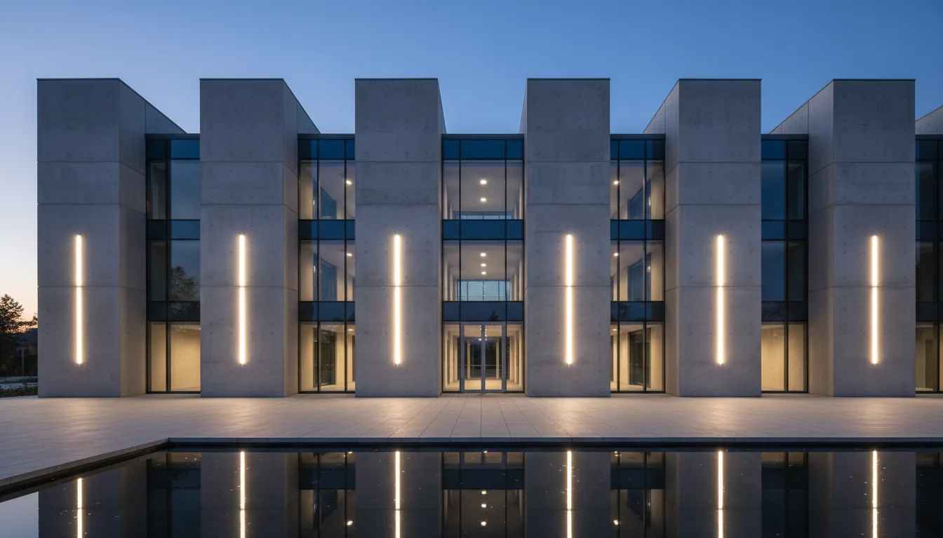 Bina cephesinde asimetrik LED projektörlerle wallwasher aydınlatma